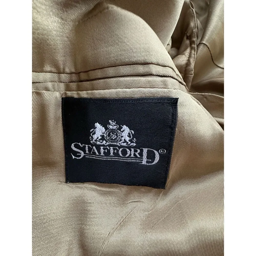 Stafford Blazer Men 39 Tan Fleece Lined Pockets Jacket Sports Coat‎ Business